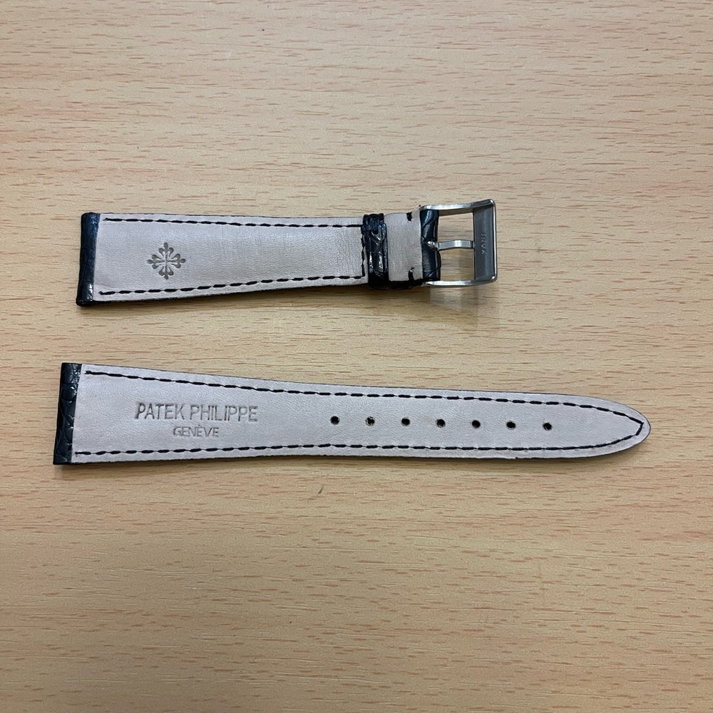 Patek Philippe Geneve 20mm x 14mm Shiny Black Watch Strap Color 100 Authentic - Picture 3 of 5